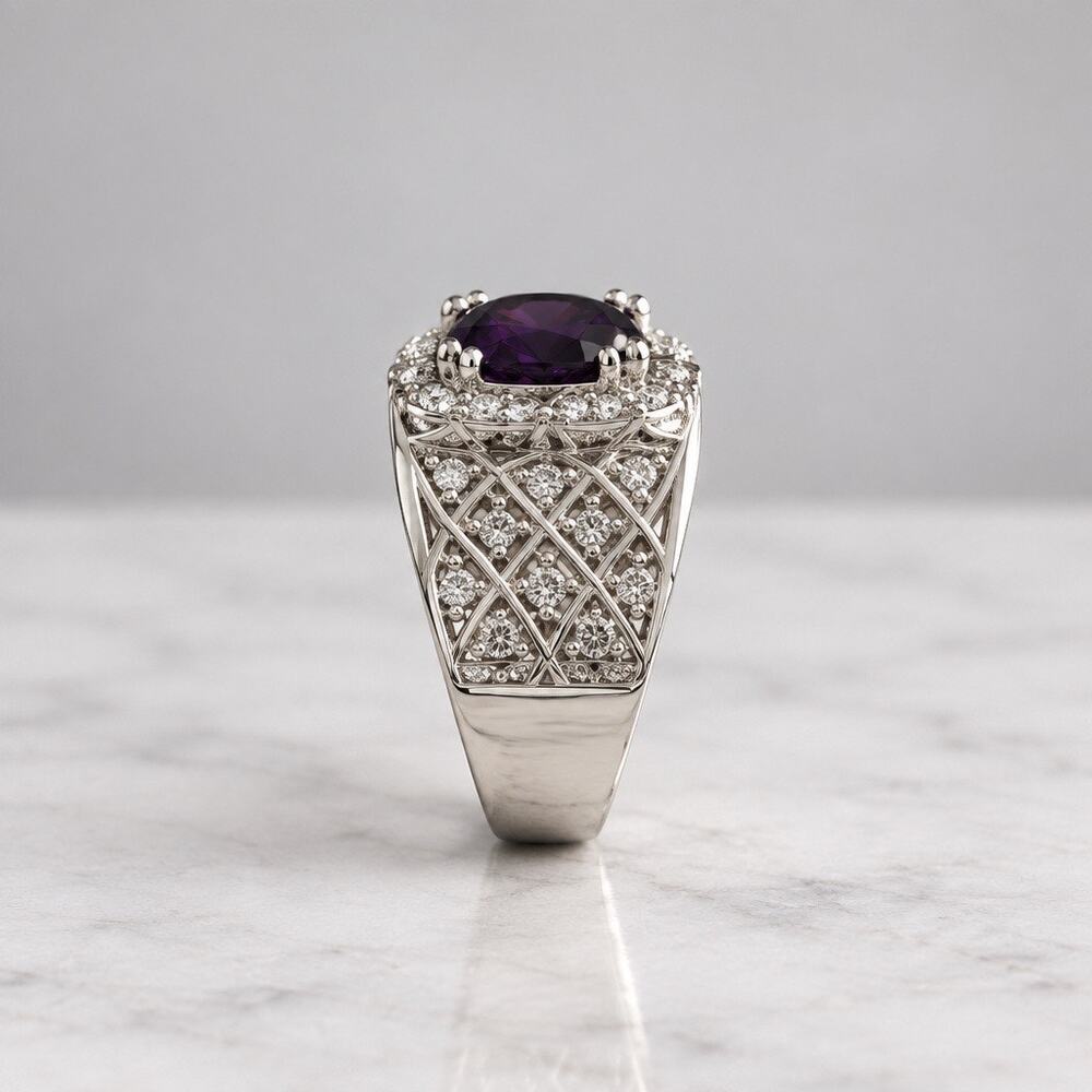 Vintage Premier Designs Purple Amethyst Glass Wide Lattice Pavé Band